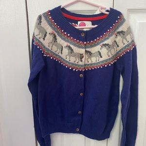 Girls Mini Boden Unicorn Fair Isle 